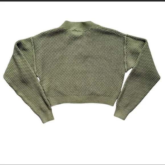 Free People Lila Cardigan Green Textured Knit Button Front (L) - Picture 2 of 14